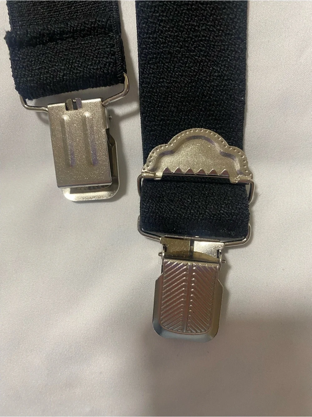 Vintage style black Suspenders with Silver Hardware